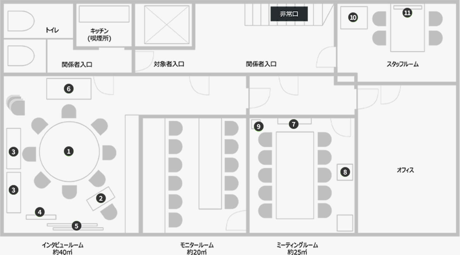 インタビュールーム赤坂 バイデンハウス3F フロアマップ