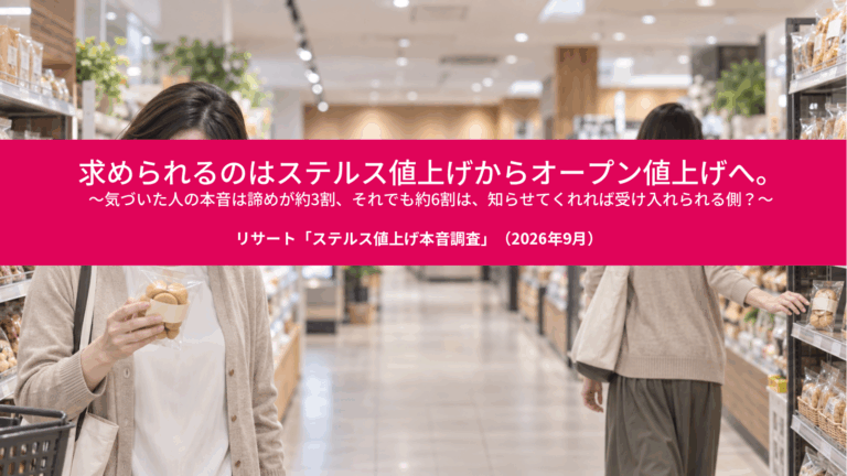 求められるのはステルス値上げからオープン値上げへ。気づいた人の本音は諦めが約3割、それでも約6割は、知らせてくれれば受け入れられる側？